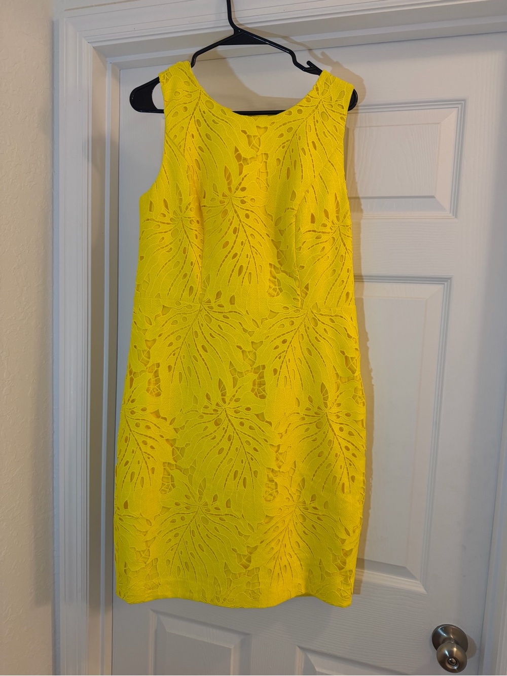Talbots Bright Yellow Lace Overlay Shift Dress